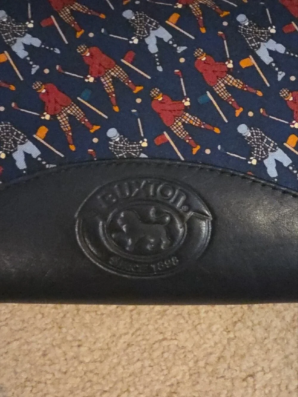 Buxton Zip Travel Case Neck Ties Black Navy Golf Pattern